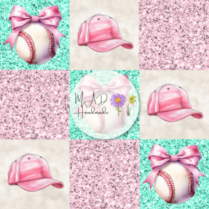 Pink Checkered Baseball