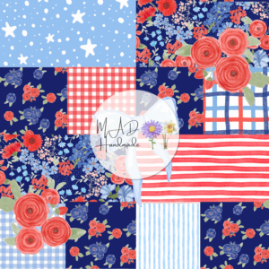 Red White and Blue Floral Patchwork