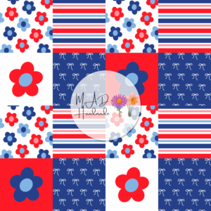 Red White and Blue Checkered Floral