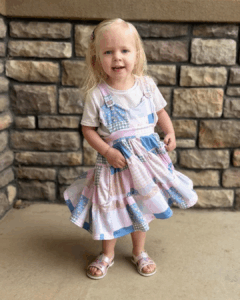 Parker overall tiered dress with heart bodice