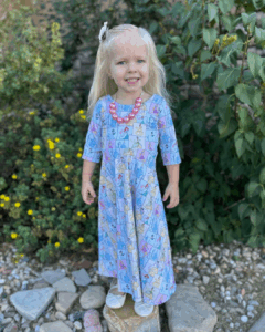 Brielle dress ballerina length with 3/4 sleeves