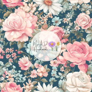 Vintage Floral on Blue