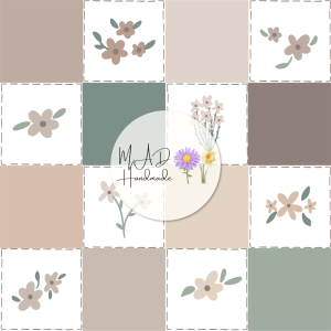 Checkered Neutral Floral/Cacti