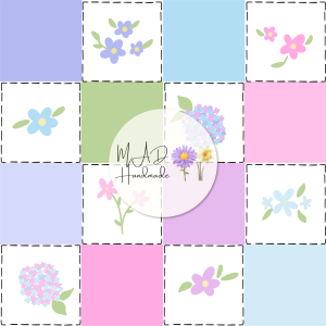 Checkered Pastel Flowers